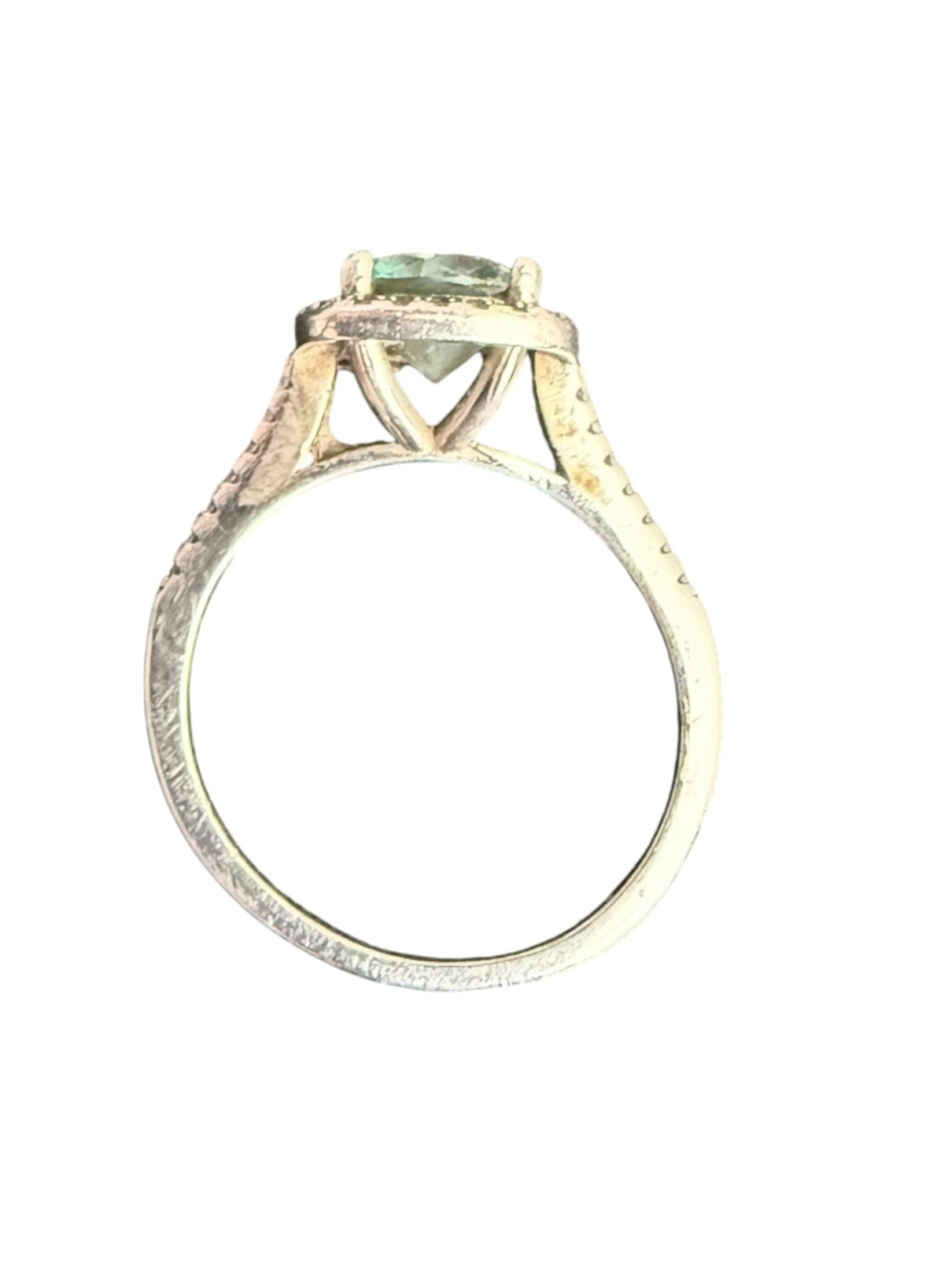 925 Sterling Silver Teal Blue Gemstone Halo Ring Round Cut Size Unknown - Picture 5 of 9